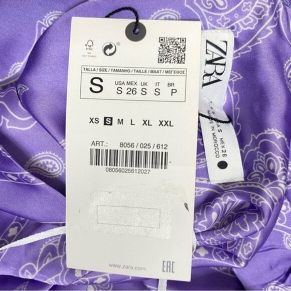 NWT Zara Purple Paisley Print Satin Midi Dress Blogger Favorite Women Size Small - Picture 7 of 8